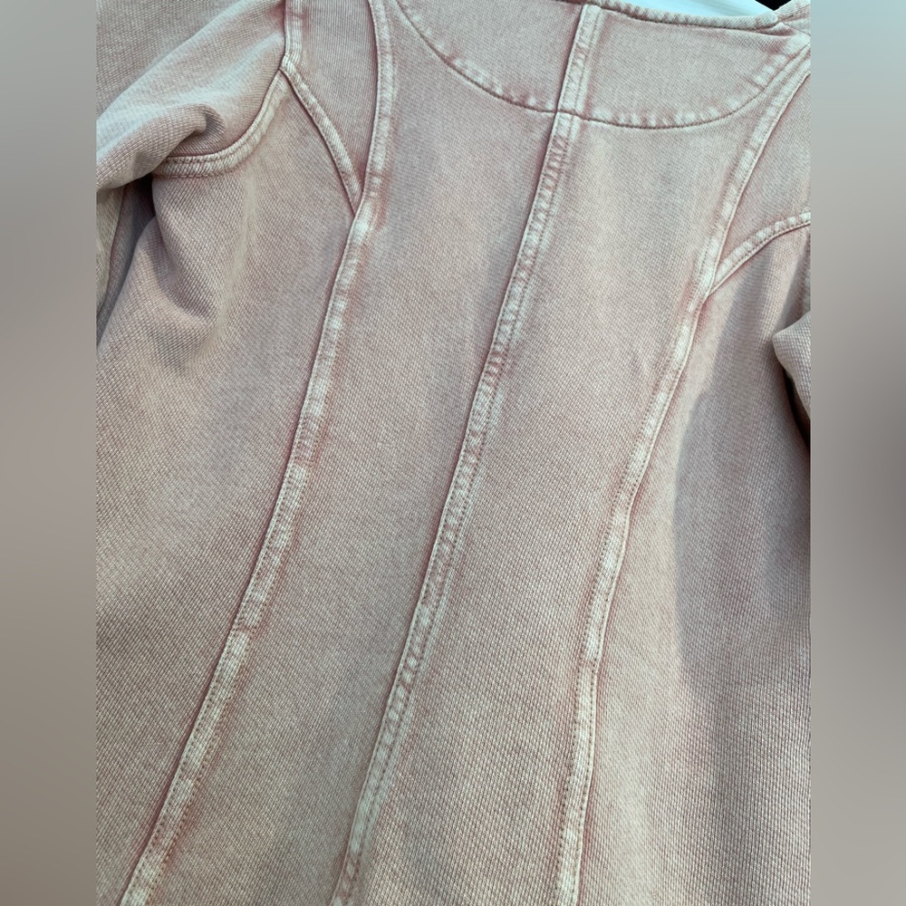 Anthropologie Maeve Long Sleeve Sweater Shirt Puff Shoulder Pink Sz XS Tie Neck - Picture 6 of 9